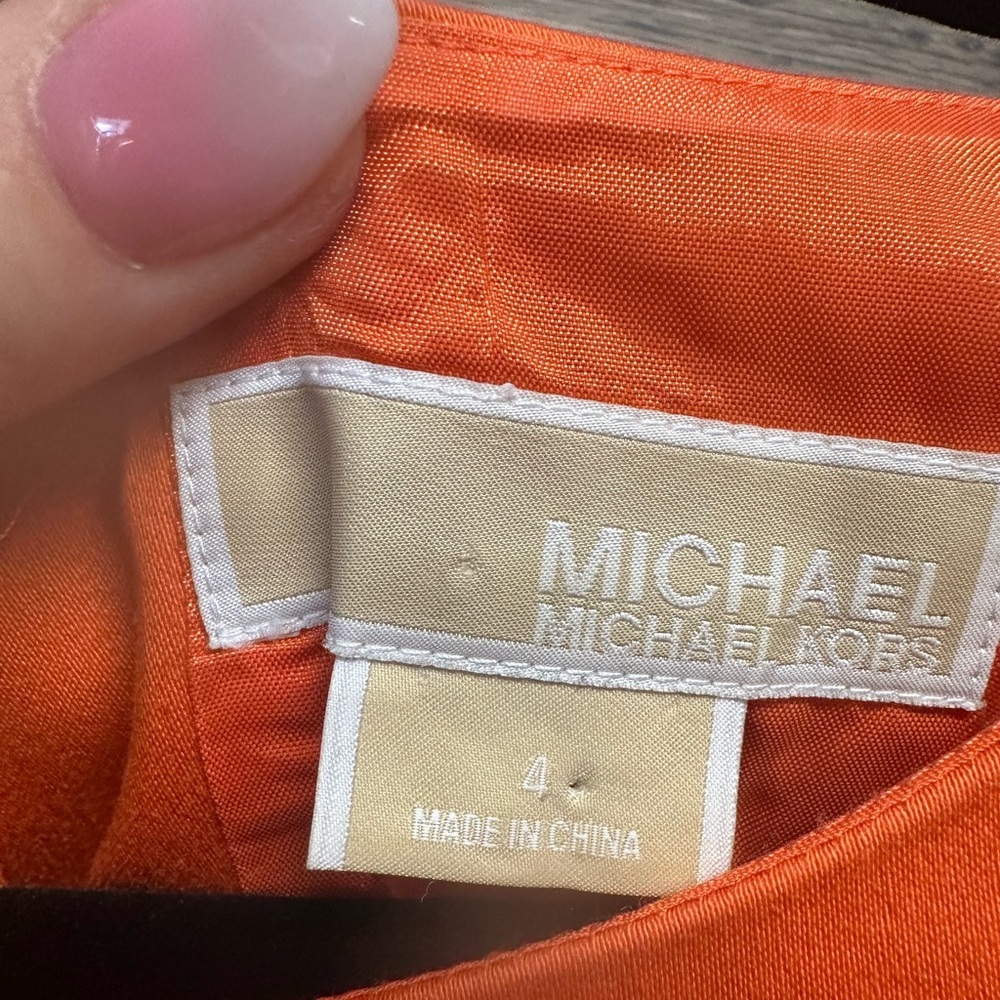 Michael Kors Orange Sheath Dress Knee-Length Sleeveless Cocktail - Picture 5 of 5